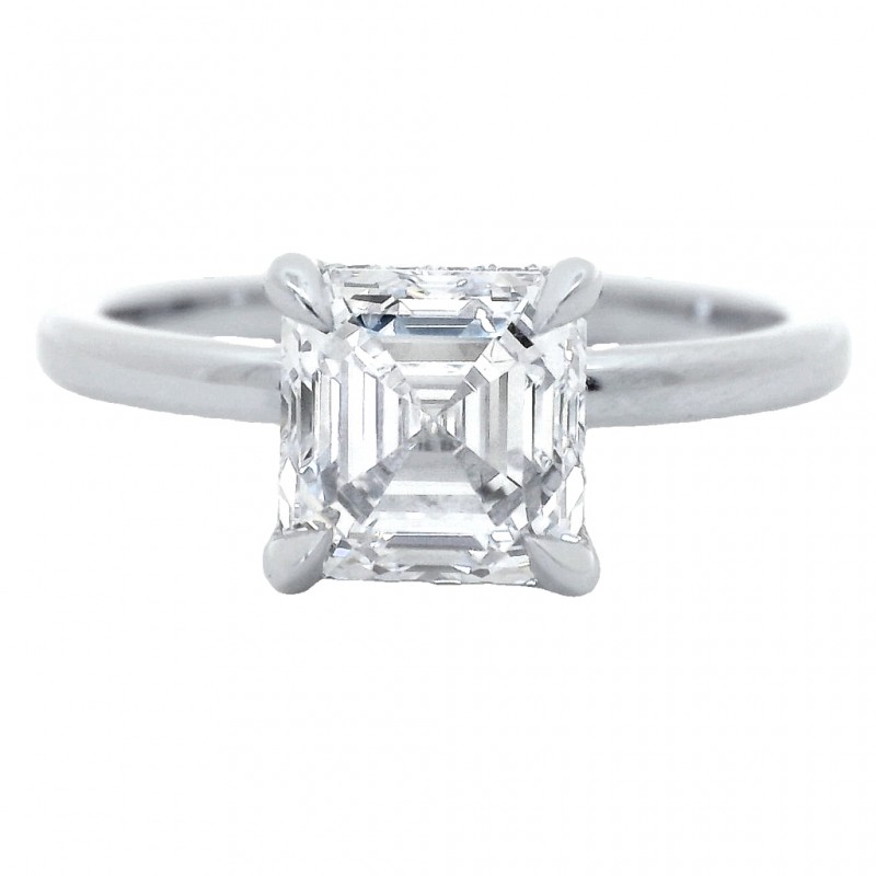 Platinum 1.71 Carat Asscher Cut Diamond Engagement Ring