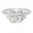 Platinum 3-Stone Cushion Cut Diamond Engagement Ring with 2.07 Carat Center Stone