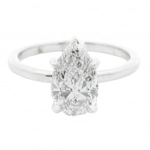 Platinum 1.50 Carat Pear Shape Diamond Solitaire Engagement Ring