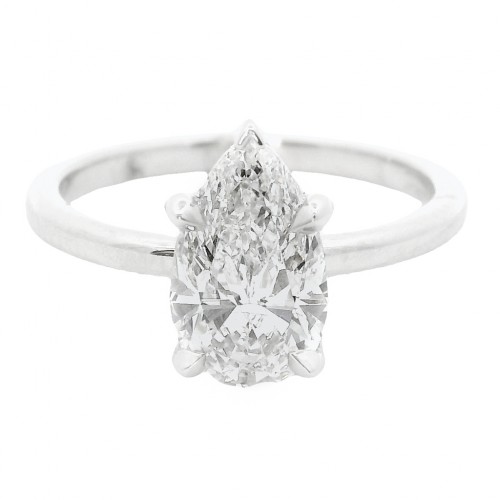 Platinum 1.50 Carat Pear Shape Diamond Solitaire Engagement Ring