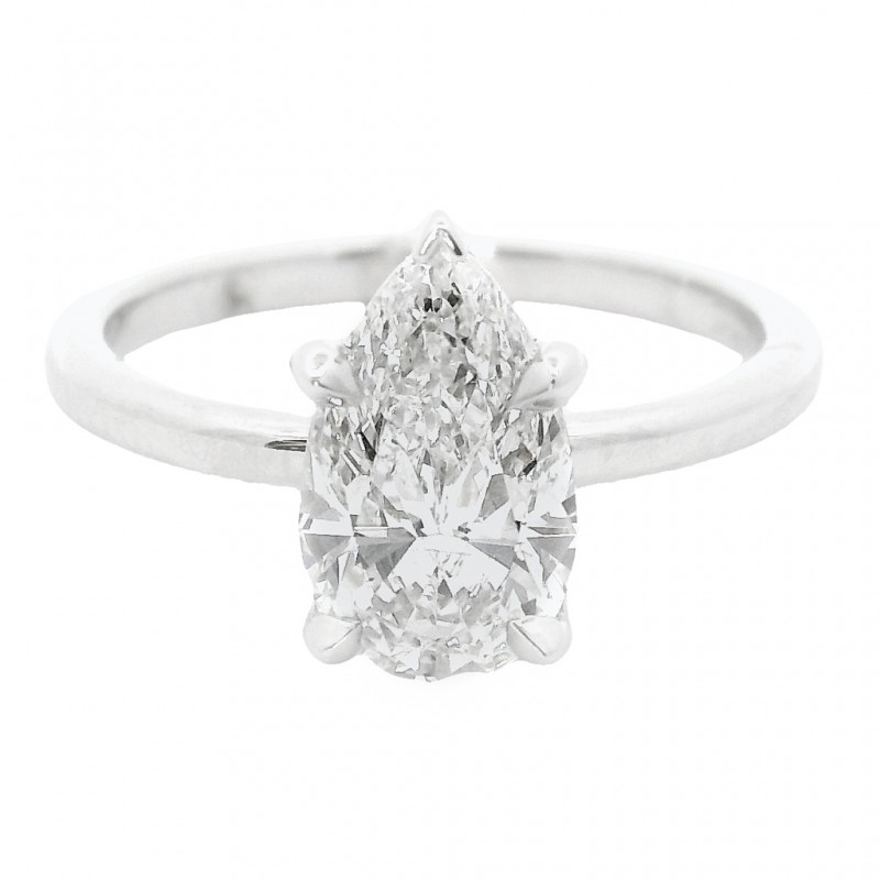 Platinum 1.50 Carat Pear Shape Diamond Solitaire Engagement Ring