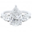 Platinum Flushfit 3-Stone Diamond Engagement Ring with 2.49 Carat Pear Shape Center