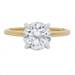 18k Yellow Gold 1.63 Carat Round Brilliant Diamond Engagement Ring