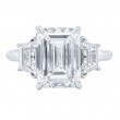 Platinum 3-Stone Emerald Cut Diamond Engagement Ring with 3.50 Carat Center