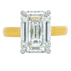 18k Yellow Gold & 5.04 Carat Emerald Cut Diamond Engagement Ring