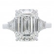 Platinum & Diamond 3-Stone Engagement Ring with 5.04 Carat Emerald Cut Center