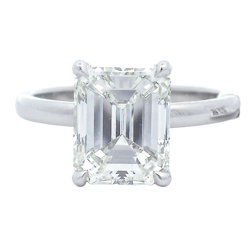 Platinum 2.80 Carat Emerald Cut Solitaire Engagement Ring