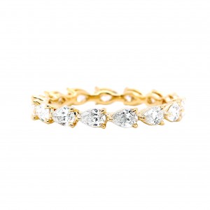 1.42ctw Yellow Gold Pear Shape Diamond Eternity Wedding Band