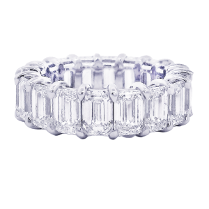 Platinum &  Emerald Cut Diamond Eternity Band