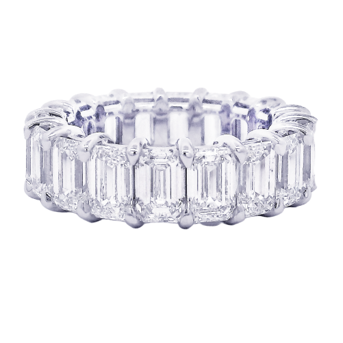 Platinum &  Emerald Cut Diamond Eternity Band