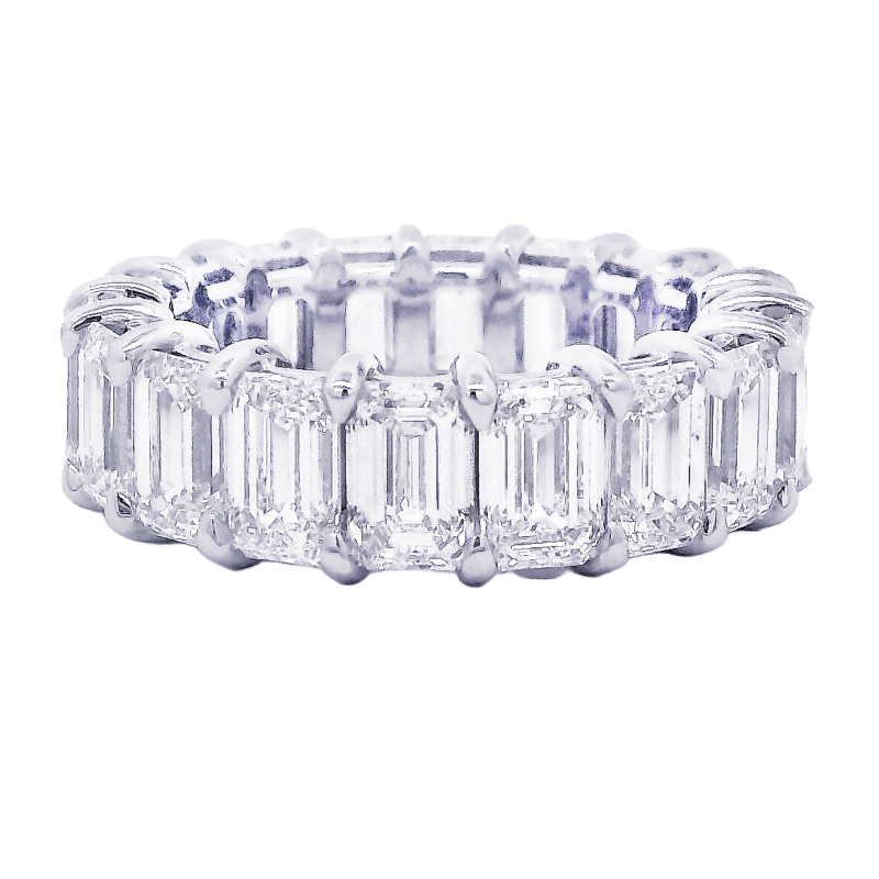 Platinum &  Emerald Cut Diamond Eternity Band