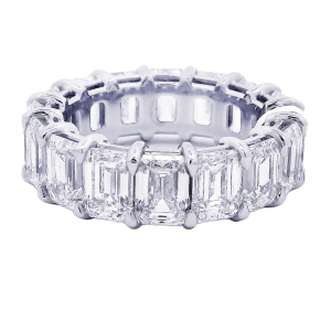 Platinum & Emerald Cut Diamond Eternity Band
