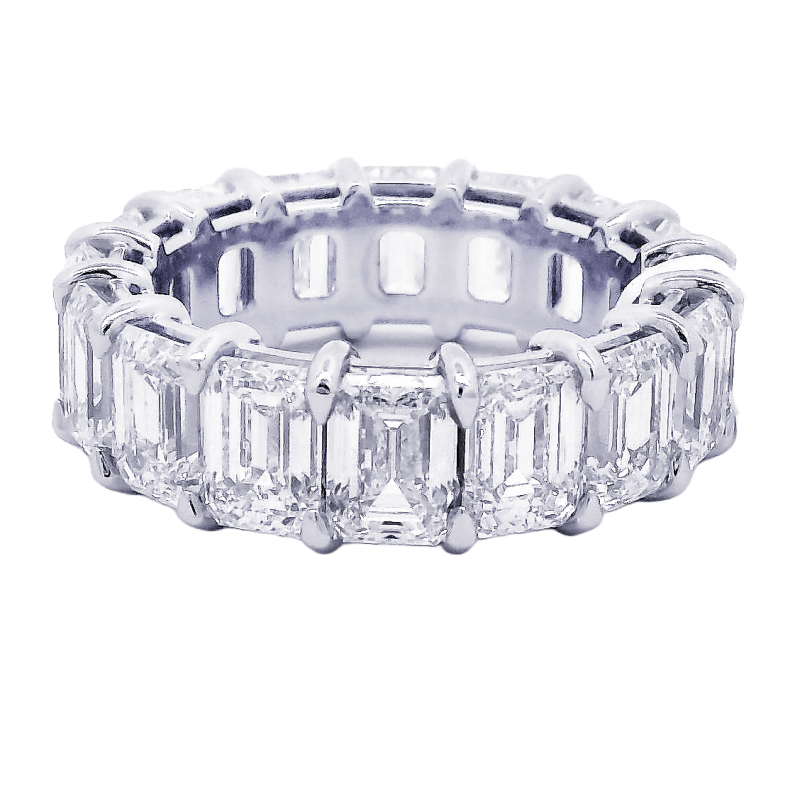 Platinum & Emerald Cut Diamond Eternity Band