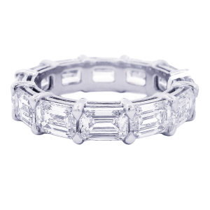 Platinum & East-West Emerald Cut Diamond Eternity Band