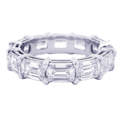 Platinum & East-West Emerald Cut Diamond Eternity Band