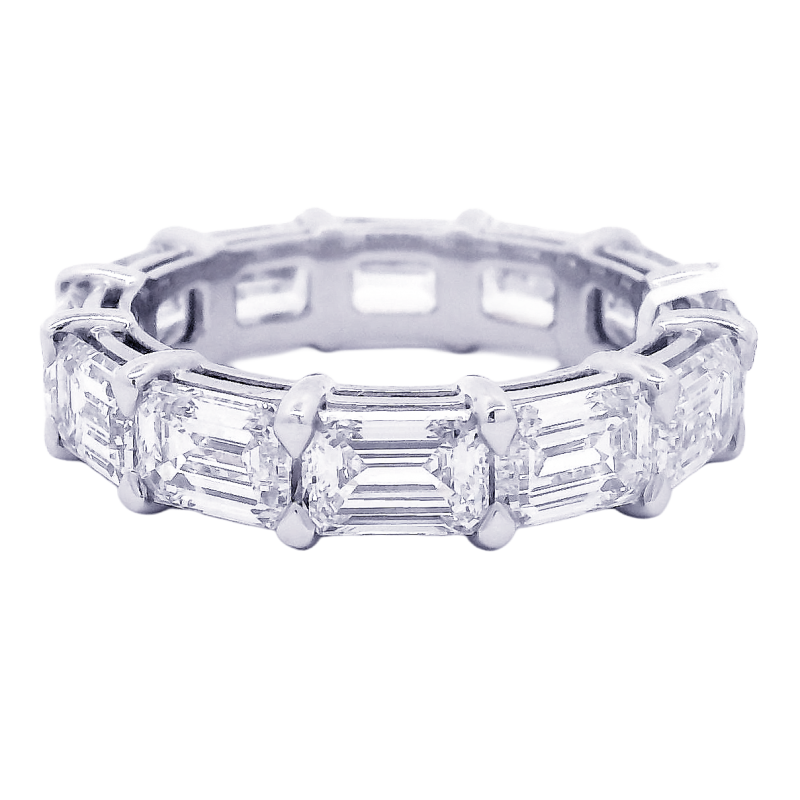 Platinum & East-West Emerald Cut Diamond Eternity Band