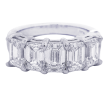 Platinum & Emerald Cut Diamond Partway Band