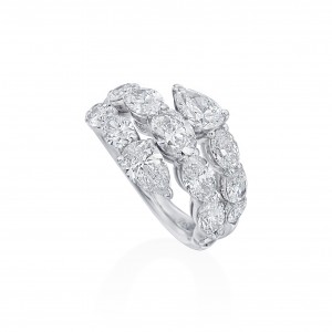 3.71ct Platinum Pear and 3.52ctw Oval Shape Diamond Bypass Ring