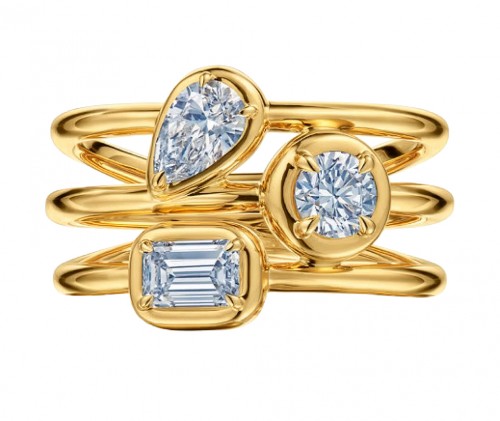 Kwiat 18k Yellow Gold Starry Night 3-Row Bezel Set Diamond Ring