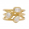Kwiat 18k Yellow Gold Starry Night 3-Row Bezel Set Diamond Ring