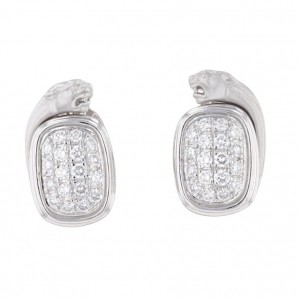 Carrera y Carrera White Gold Pave Diamond Panther Earrings