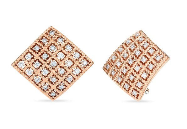 Roberto Coin "Barocco"  18K Rose Gold & Diamond Earrings