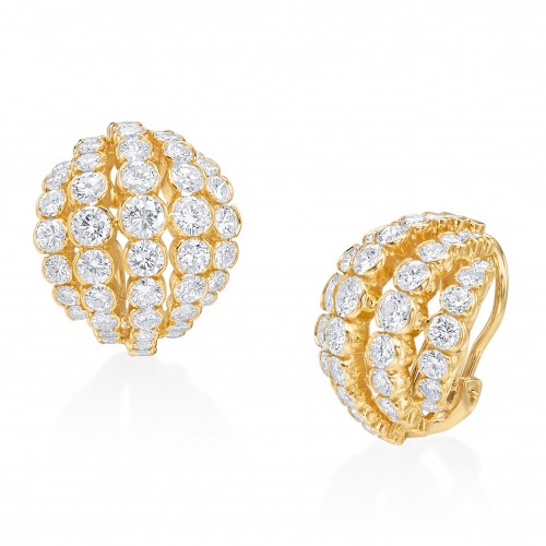18k Yellow Gold & Diamond Clip Earrings