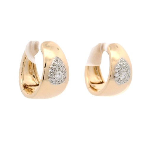 14k Yellow Gold & Pave Diamond Wide Huggie Earrings