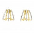 14k Yellow Gold Diamond and Beaded Huggie Earrings