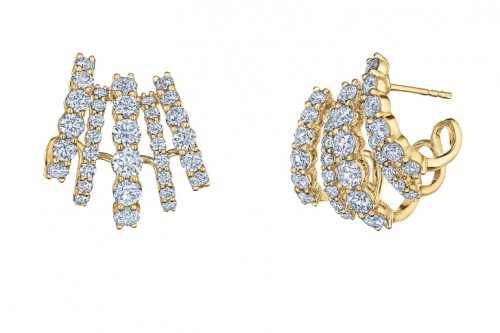 Kwiat 18k Yellow Gold Five Row Cuff Earrings