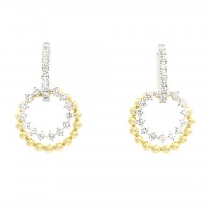 18k White & Yellow Gold Diamond Hoop Earrings