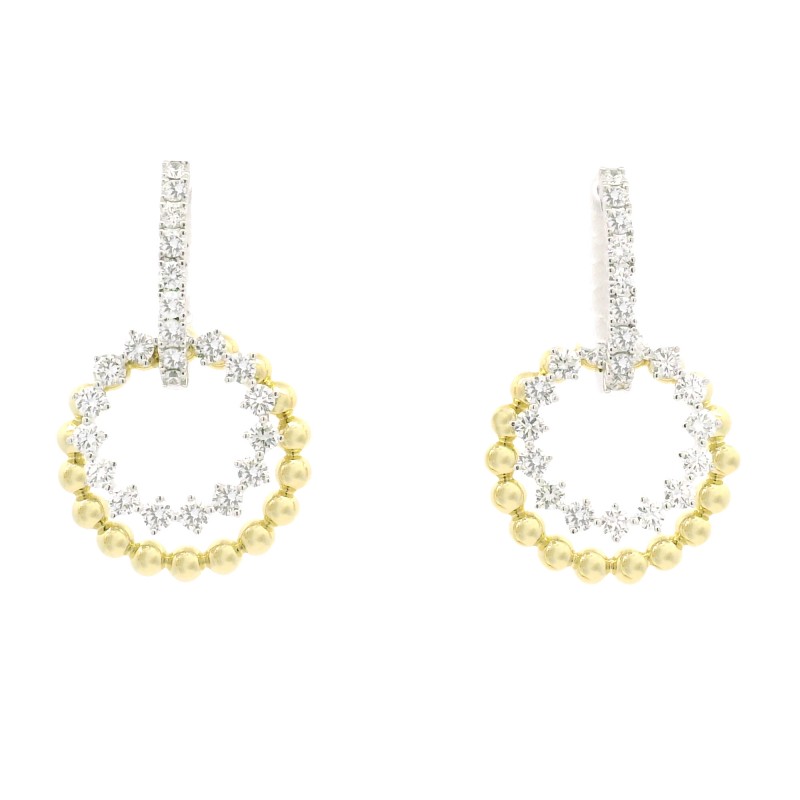 18k White & Yellow Gold Diamond Hoop Earrings