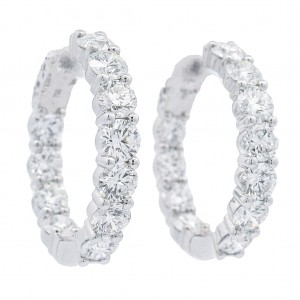 18k White Gold 7.00 Carat Diamond Hoop Earrings