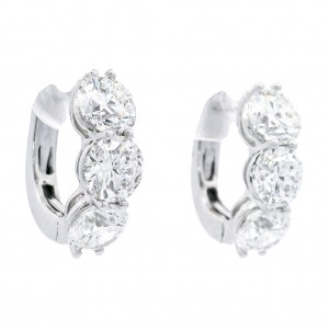 18k White Gold 4.30 Carat Diamond Hoop Earrings