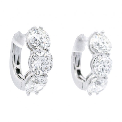 18k White Gold 4.30 Carat Diamond Hoop Earrings