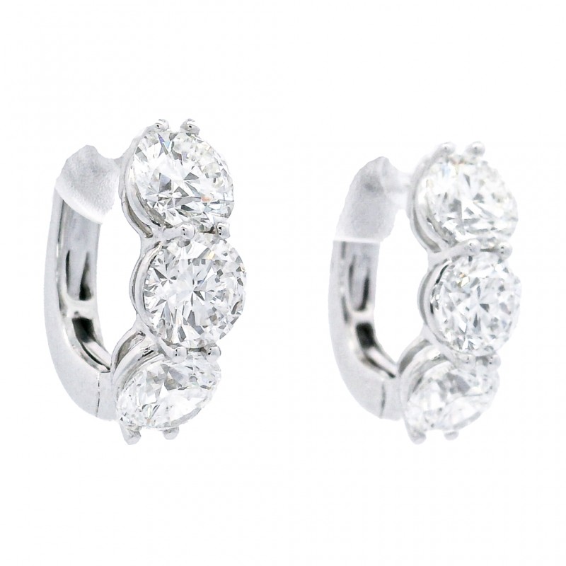 18k White Gold 4.30 Carat Diamond Hoop Earrings