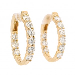 18k Yellow Gold 3.50 Carat Oval Hoop Earrings