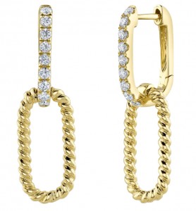 14k Yellow Gold & Diamond Drop Earrings