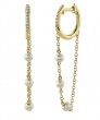 14k Yellow Gold Diamond & Cultured Pearl Earrings