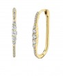 14k Yellow Gold & Diamond Oval Hoop Earrings