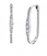 14k White Gold & Diamond Oval Hoop Earrings