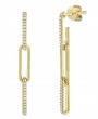 14k Yellow Gold & Diamond Paper Clip Link Earrings