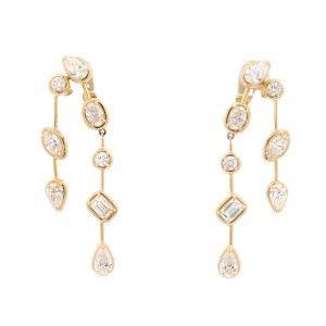 Kwiat 18k Yellow Gold Starry Night Bezel Set Diamond Two-Row Earrings