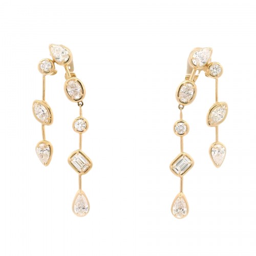 Kwiat 18k Yellow Gold Starry Night Bezel Set Diamond Two-Row Earrings