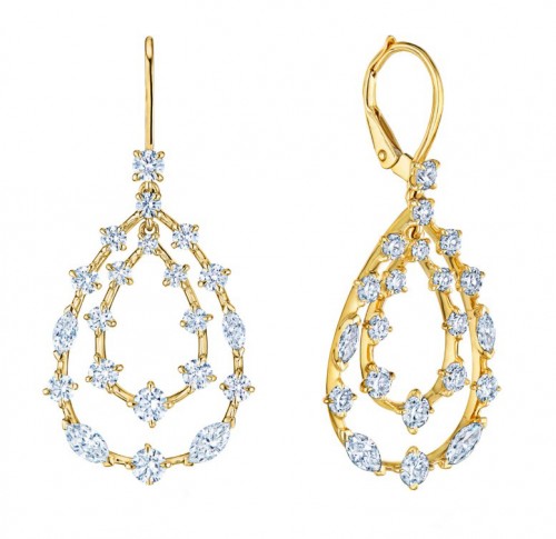 Kwiat 18k Yellow Gold Starry Night Diamond Double Teardrop Earrings