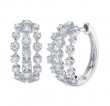14k White Gold & Crown Set Diamond Huggie Earrings