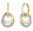 14k Yellow & White Gold Pave Diamond Circle Earrings