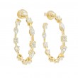 18k Yellow Gold Mixed Diamond Shape Hoop Earrings