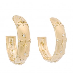Penny Preville 18k Yellow Gold Celestial Dreams Hoop Earrings