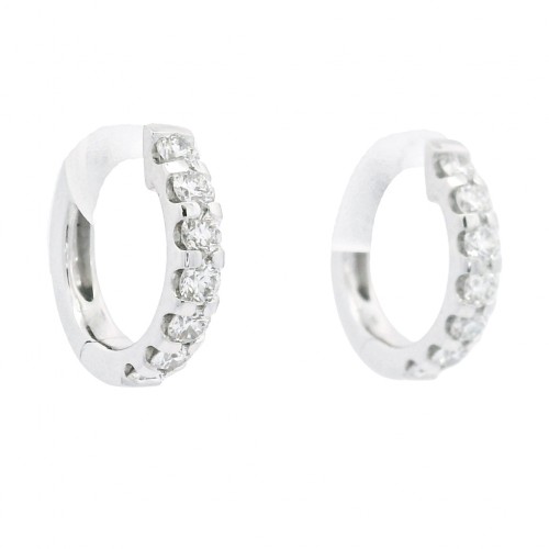 18k White Gold & Diamond Huggie Earrings